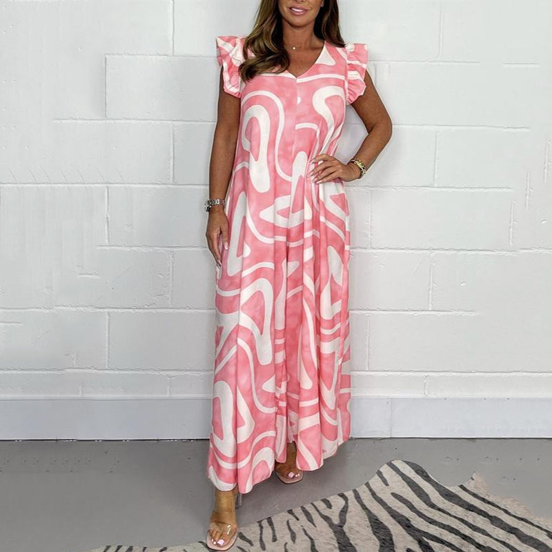 Jumpsuit mit Rüschen und geometrischen Prints