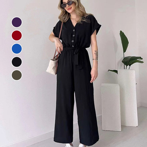 Damen V-Ausschnitt Kurzarm Freizeitoverall