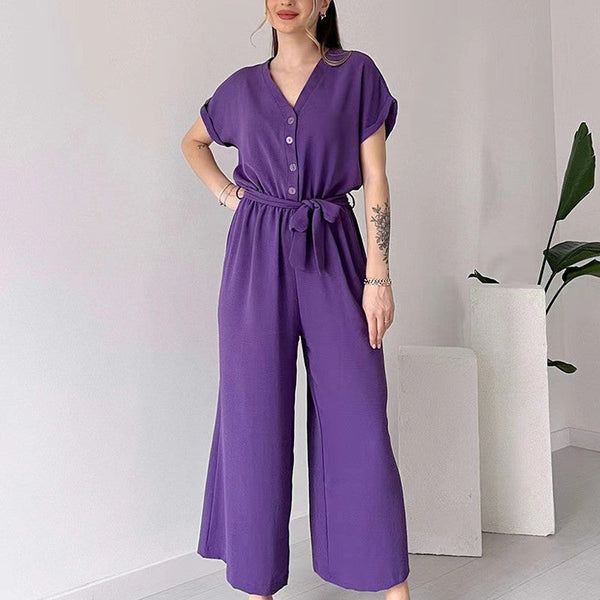 Damen V-Ausschnitt Kurzarm Freizeitoverall