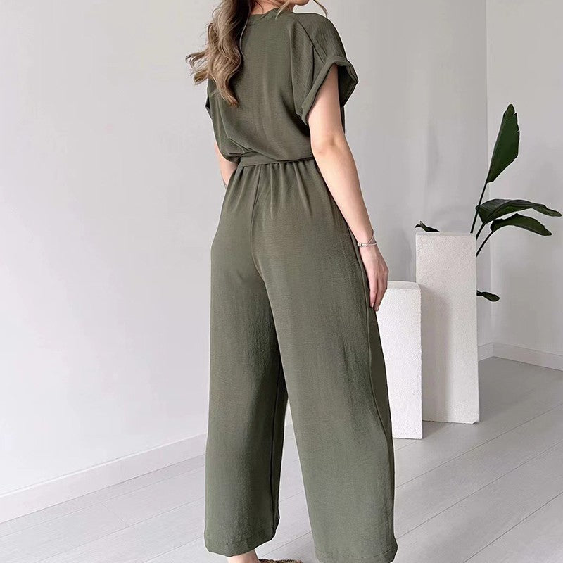 Damen V-Ausschnitt Kurzarm Freizeitoverall