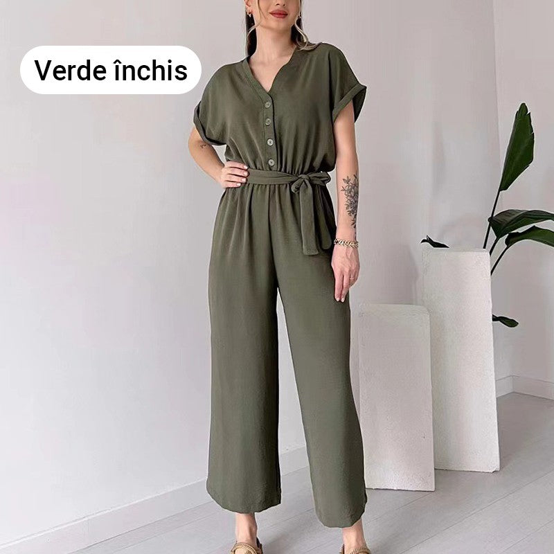Damen V-Ausschnitt Kurzarm Freizeitoverall