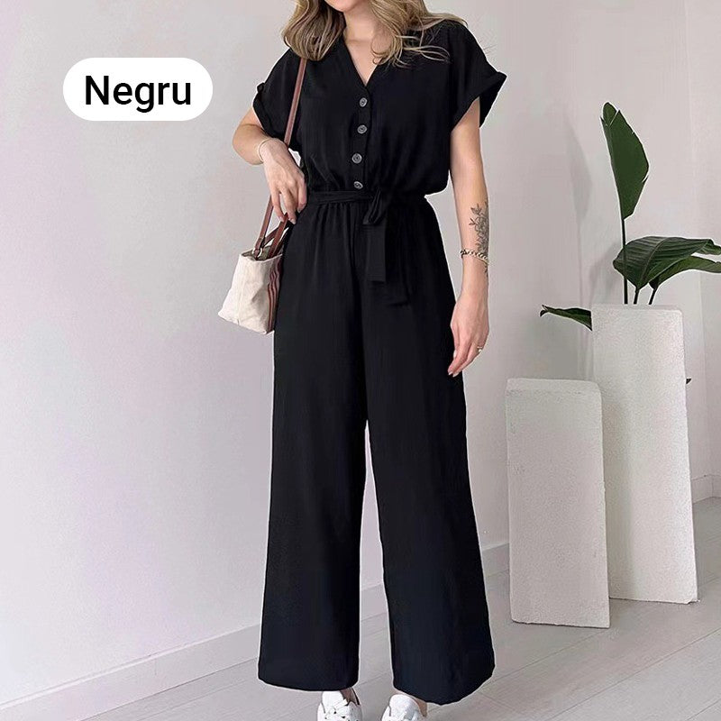 Damen V-Ausschnitt Kurzarm Freizeitoverall
