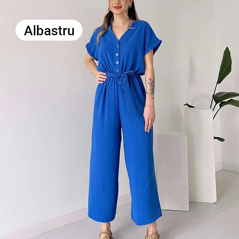 Damen V-Ausschnitt Kurzarm Freizeitoverall