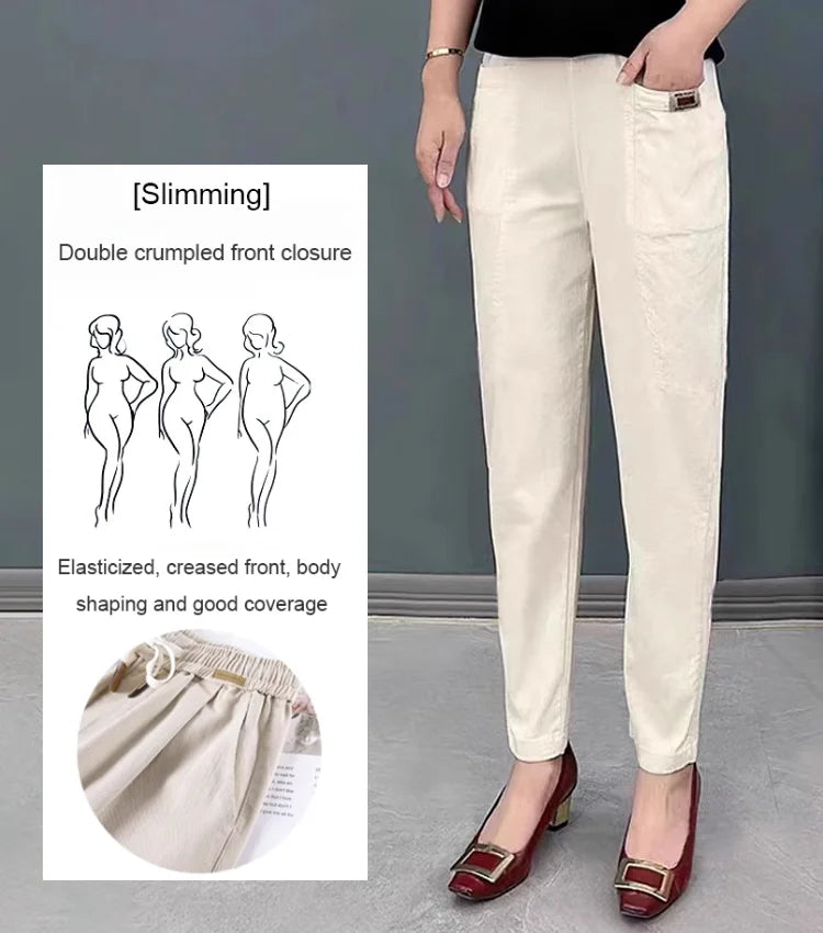 Ellen - Elastische Baumwollhose mit Taille für Frauen