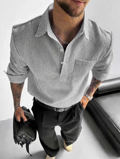 Striped Seersucker Popover Shirt - Harren Cole