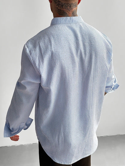 Striped Seersucker Popover Shirt - Harren Cole