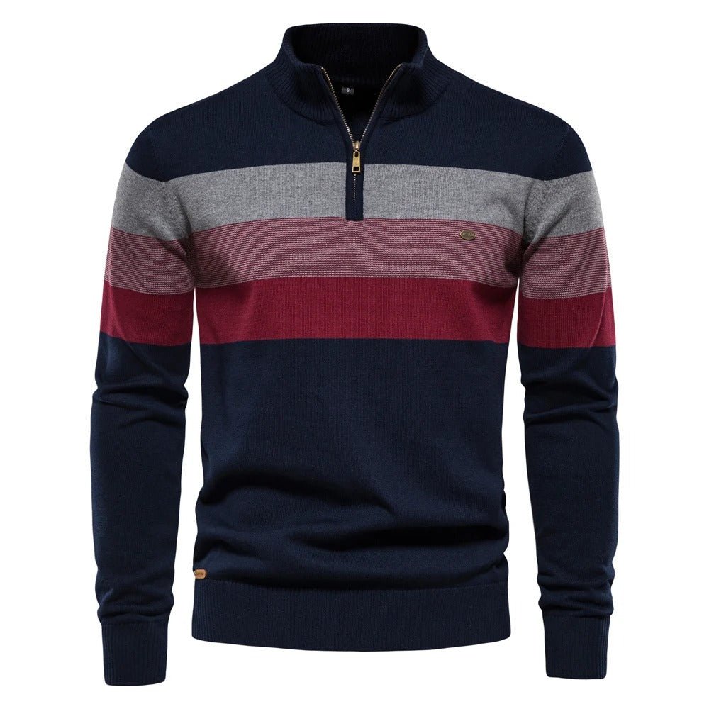 Striped Zipper Sweater for Men - Harren Cole