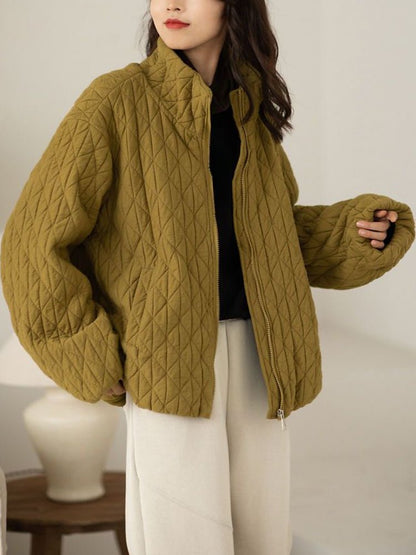 Strukturierte Jacke mit Stehkragen und Seitentaschen - Livezo