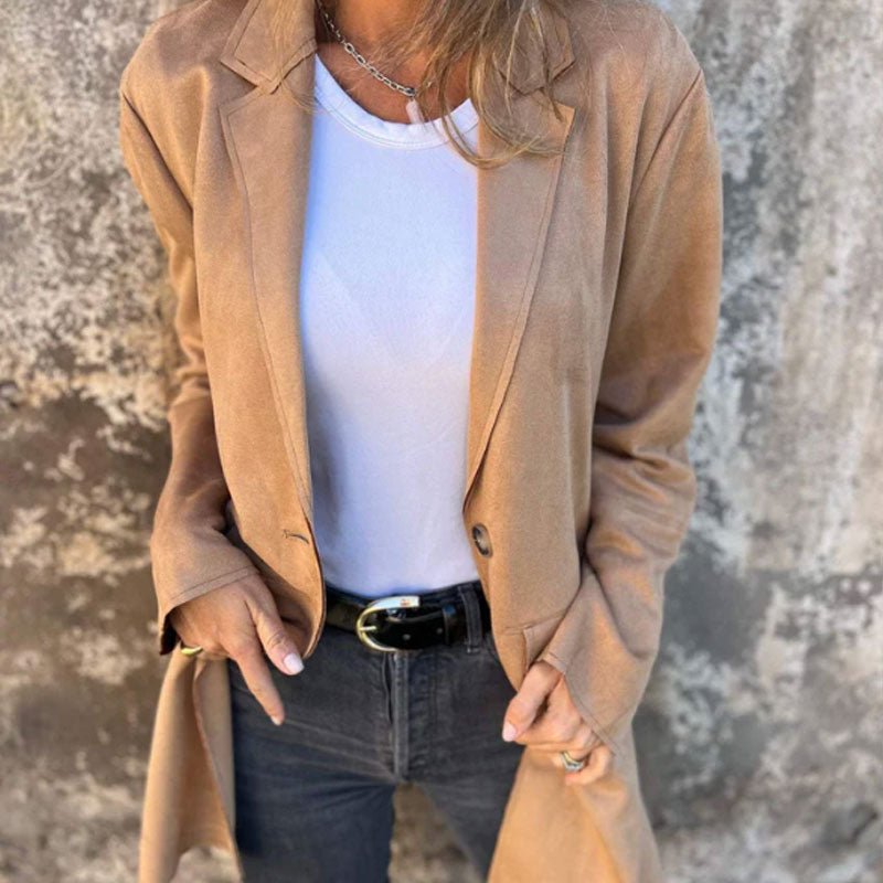 Sylvia - Lässige halblange Jacke mit Revers für Damen - Livezo