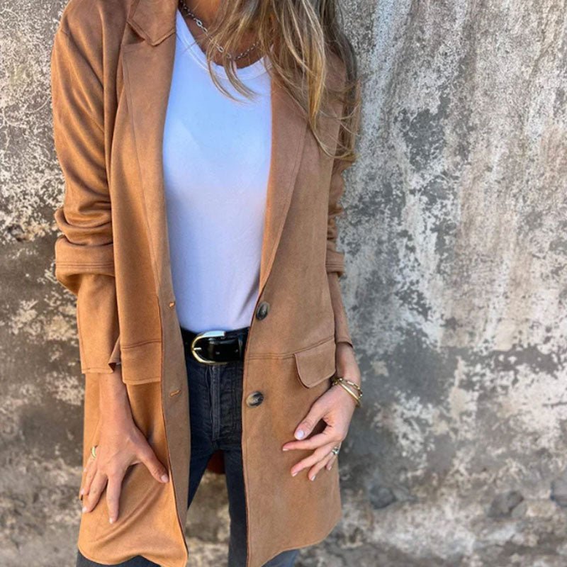 Sylvia - Lässige halblange Jacke mit Revers für Damen - Livezo