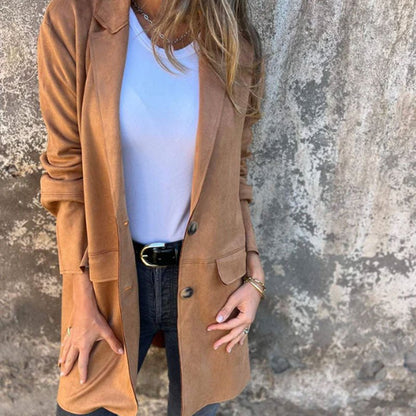 Sylvia - Lässige halblange Jacke mit Revers für Damen - Livezo