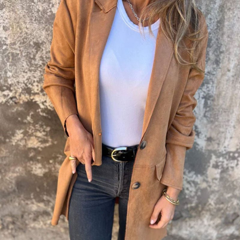 Sylvia - Lässige halblange Jacke mit Revers für Damen - Livezo