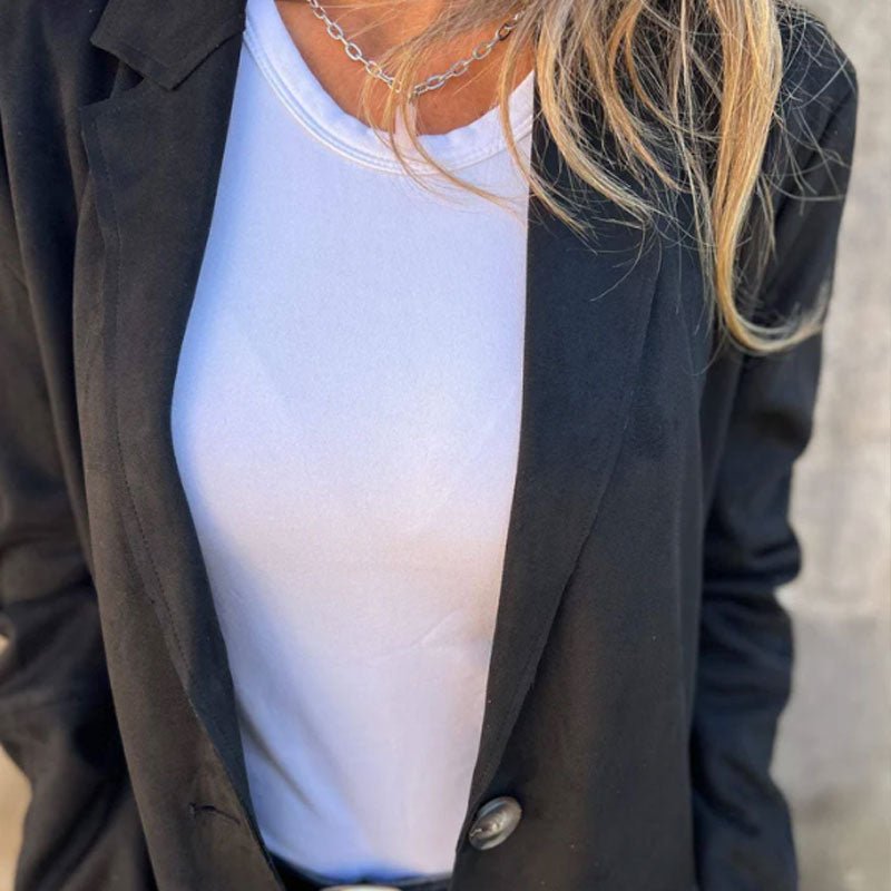 Sylvia - Lässige halblange Jacke mit Revers für Damen - Livezo