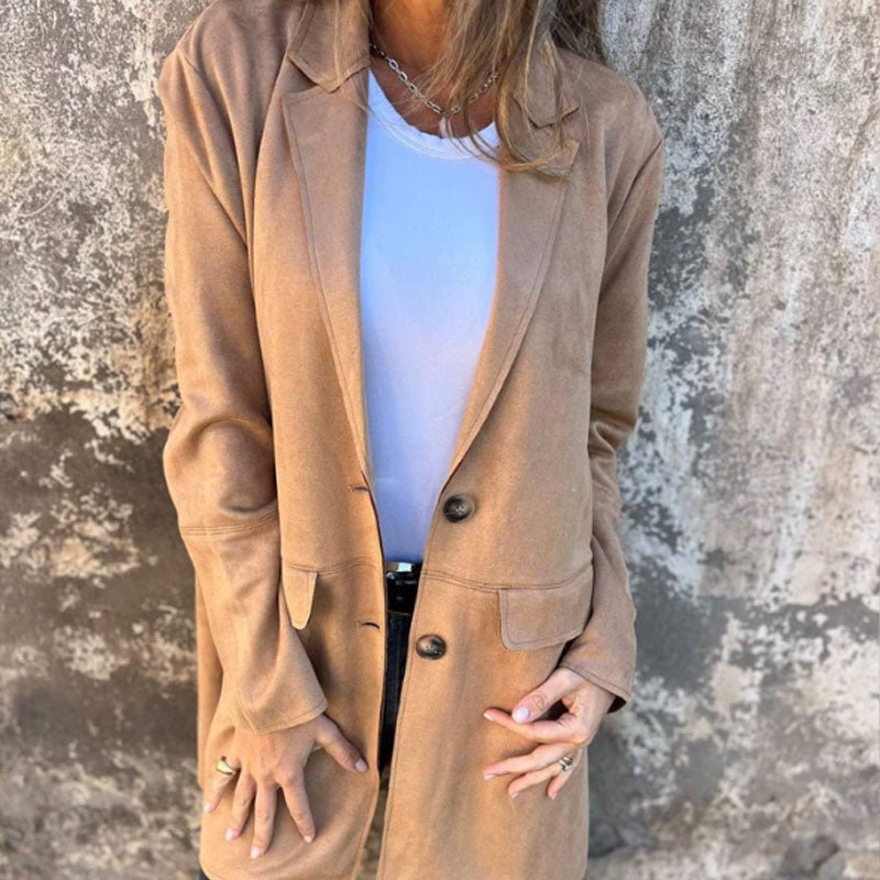 Sylvia - Lässige halblange Jacke mit Revers für Damen - Livezo