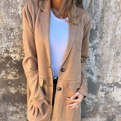 Sylvia - Lässige halblange Jacke mit Revers für Damen - Livezo