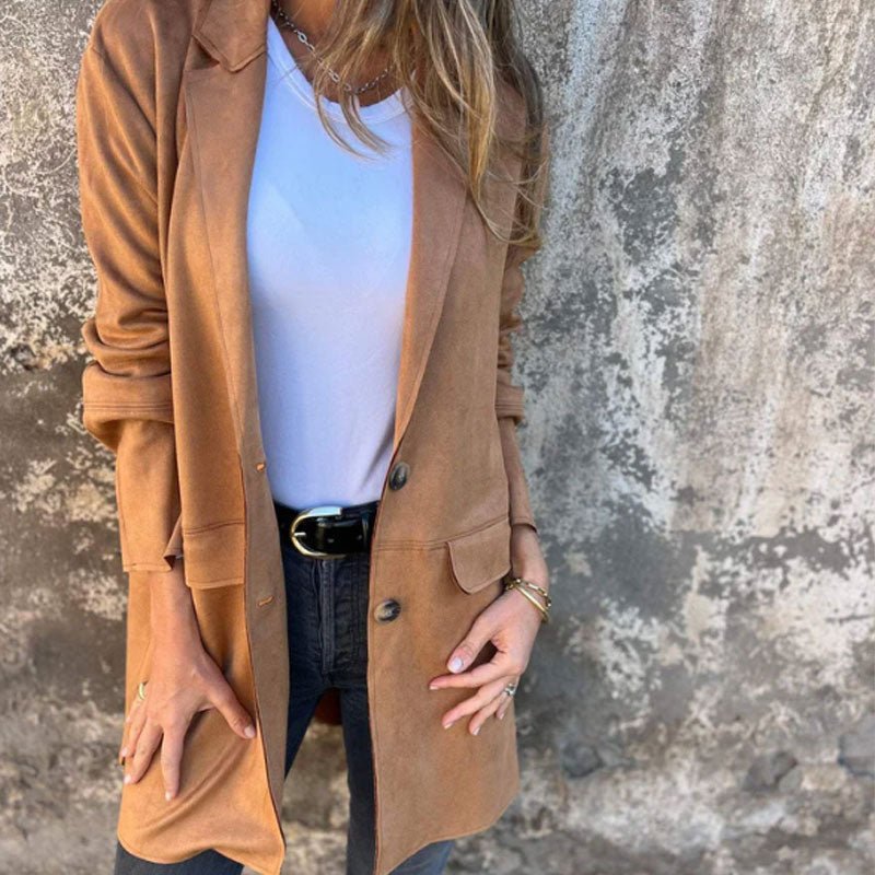 Sylvia - Lässige halblange Jacke mit Revers für Damen - Livezo