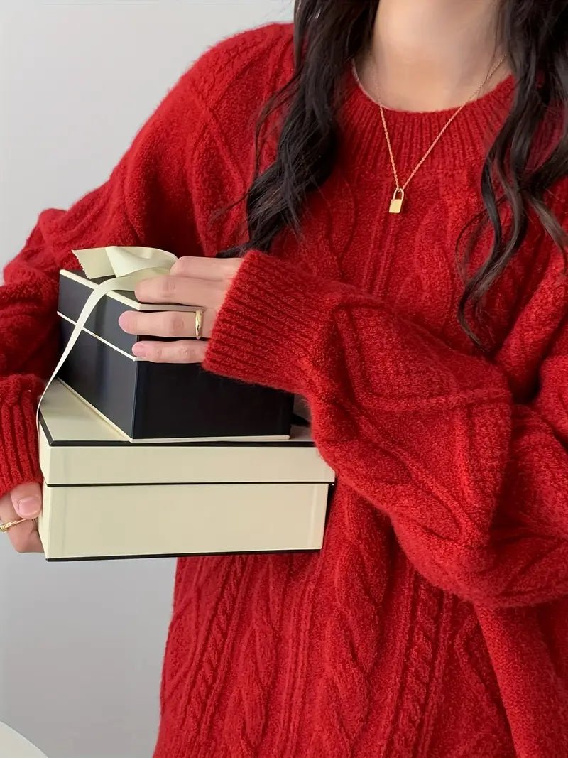 Tamara - Einfarbiger roter Pullover mit Rundhalsausschnitt – Stilvoll und gemütlich - Livezo