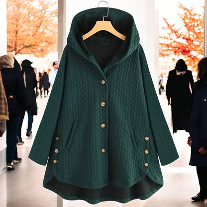 Teresa - Leichte Damen - Winterjacke mit Kapuze, Flechtmuster und Knopfverschluss - Livezo