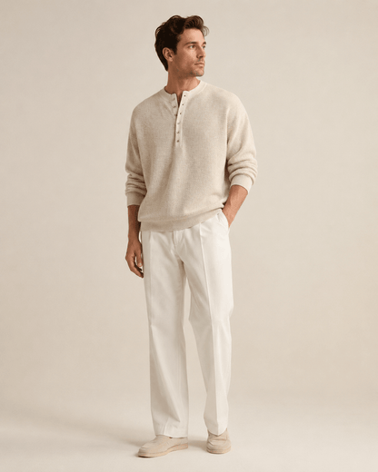 Textured Knit Henley Shirt - Harren Cole