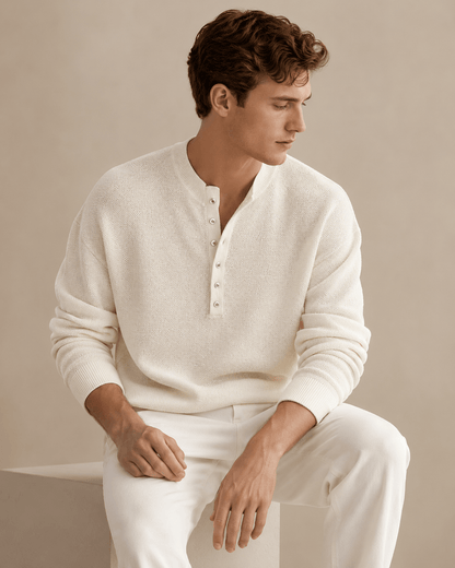 Textured Knit Henley Shirt - Harren Cole