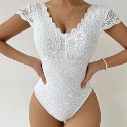 Tilly - V - Ausschnitt Spitze figurbetonter Body - Livezo