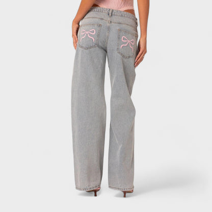 Trendige High - Waist - Jeans mit Schleifendetail - Livezo