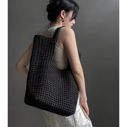 Übergroße handgewebte Ledertragetasche für den Alltagstil - Livezo