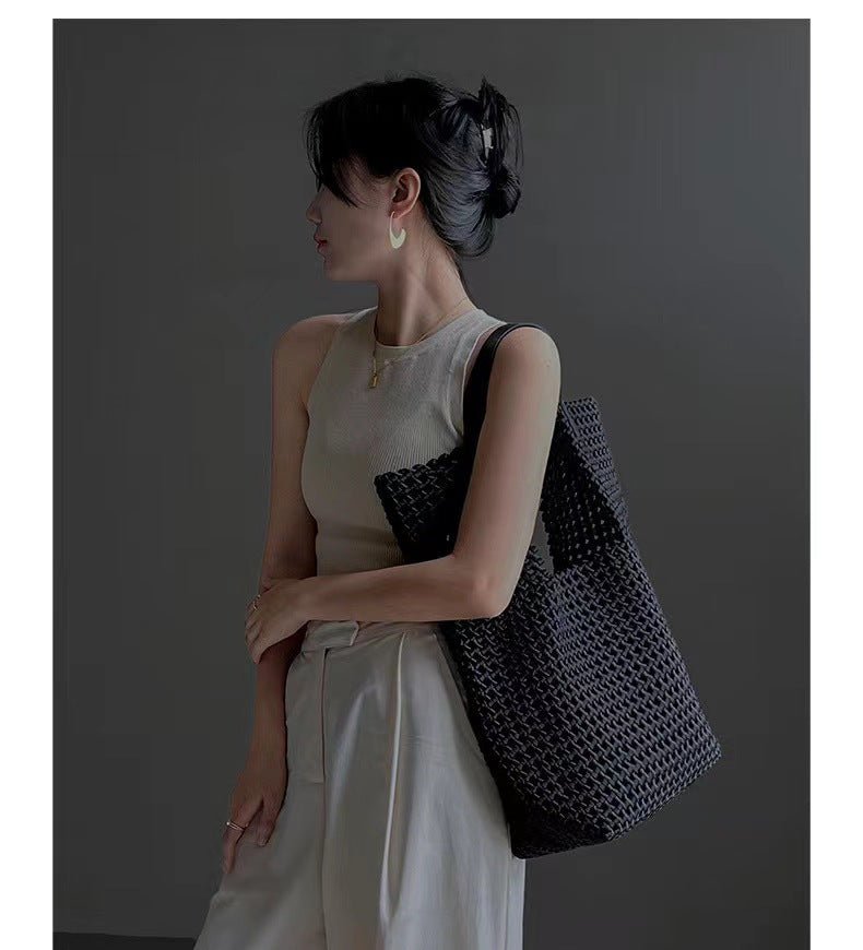 Übergroße handgewebte Ledertragetasche für den Alltagstil - Livezo