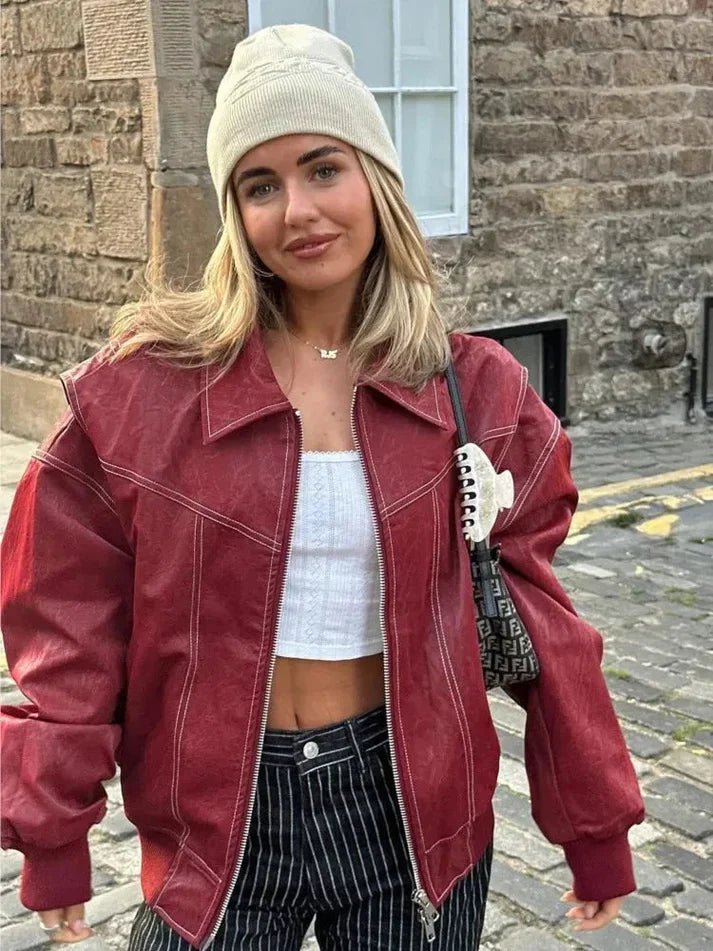 Übergroße Vintage - Lederjacke für stilvolles Layering - Livezo