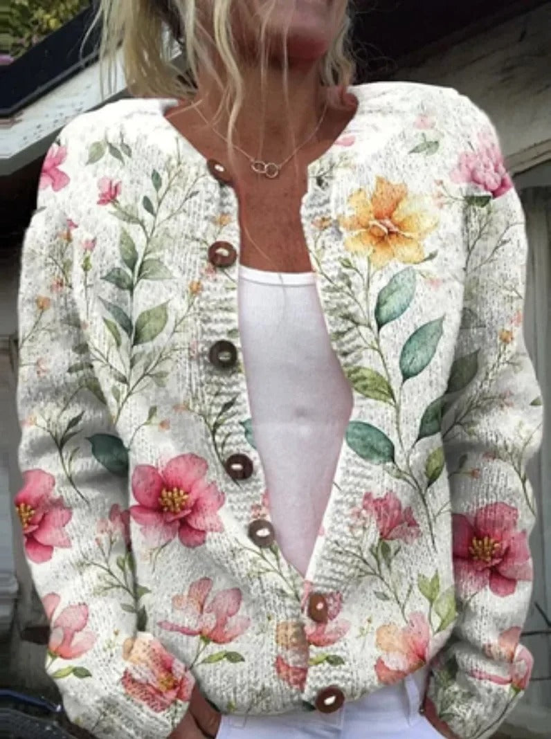 Floral Print Cardigan- Zeitloser Stil, perfekt für jede Saison