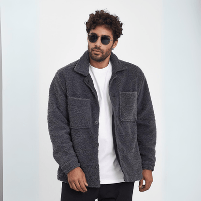 Warm Fleece Jacket with Button Placket - Harren Cole