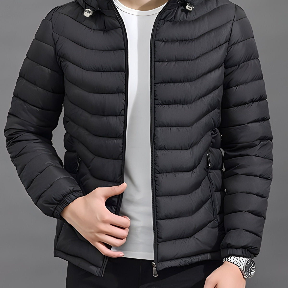 Warm Quilted Jacket With Detachable Hood - Harren Cole