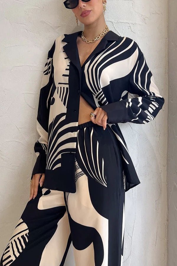 Weekend Escape bedruckte drapierte Bluse mit kontrastierender Einfassung - Livezo