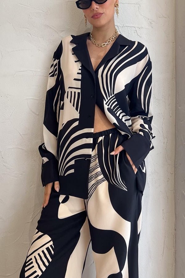 Weekend Escape bedruckte drapierte Bluse mit kontrastierender Einfassung - Livezo