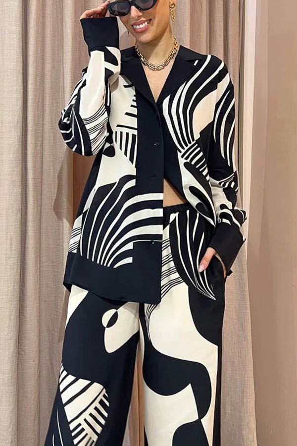 Weekend Escape bedruckte drapierte Bluse mit kontrastierender Einfassung - Livezo