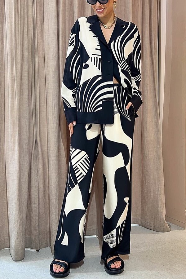Weekend Escape bedruckte drapierte Bluse mit kontrastierender Einfassung - Livezo