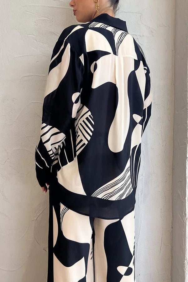 Weekend Escape bedruckte drapierte Bluse mit kontrastierender Einfassung - Livezo