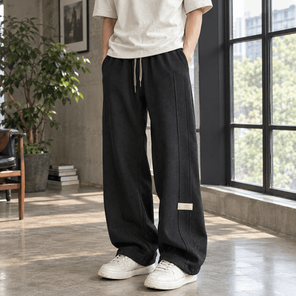 Wide-Leg Pants Textured Cotton Blend - Harren Cole