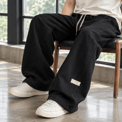 Wide-Leg Pants Textured Cotton Blend - Harren Cole