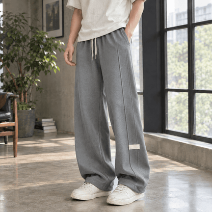 Wide-Leg Pants Textured Cotton Blend - Harren Cole
