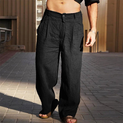 Wide Linen Blend Summer Pants - Harren Cole