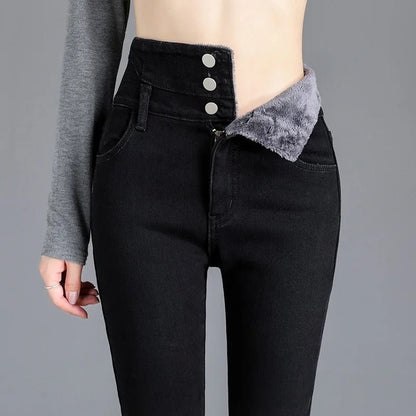 Wilma – Stylische High - Waist - Jeans mit Fleecefutter - Livezo