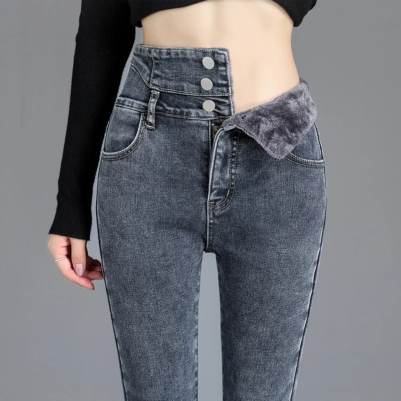 Wilma – Stylische High - Waist - Jeans mit Fleecefutter - Livezo
