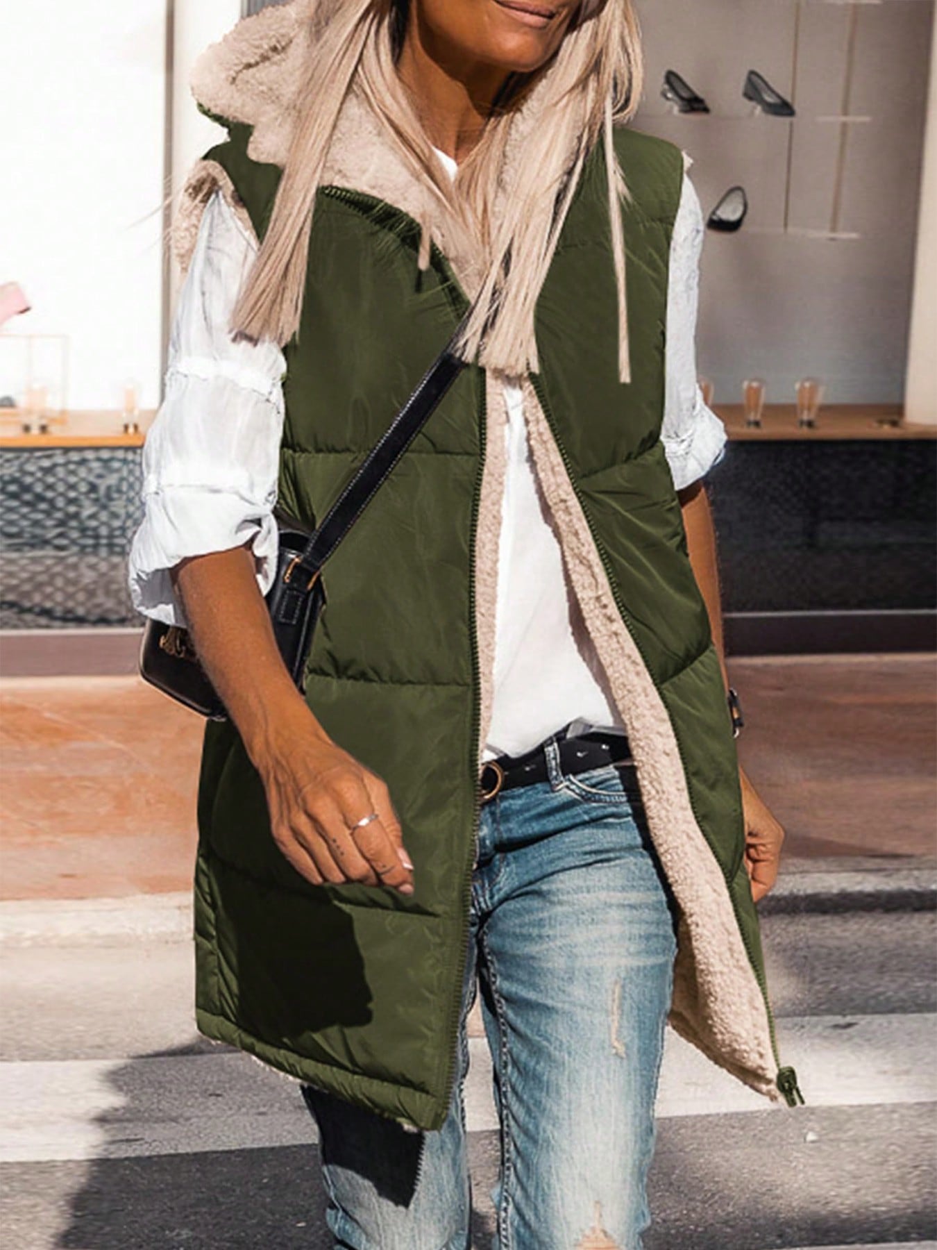 Xenia - Damen - Wendeweste für den Herbst, ärmellose Wolljacke - Livezo