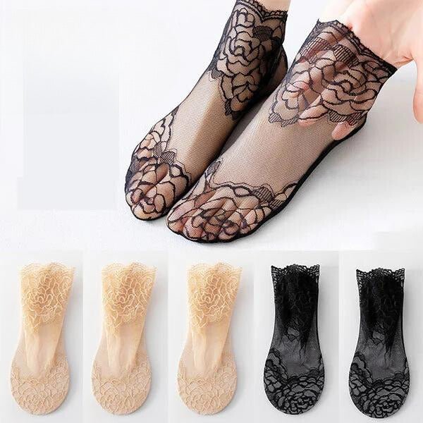 Yasmin - Fashion Rose Spitzen - Socken - Livezo