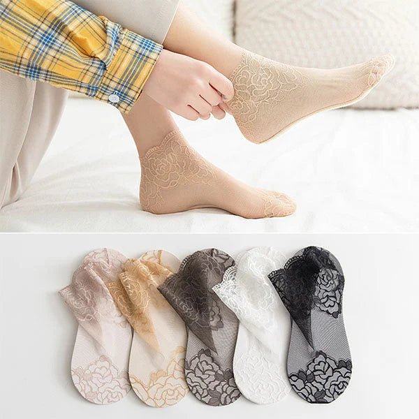Yasmin - Fashion Rose Spitzen - Socken - Livezo
