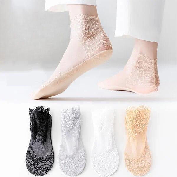Yasmin - Fashion Rose Spitzen - Socken - Livezo