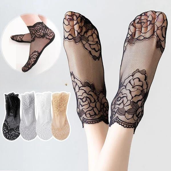 Yasmin - Fashion Rose Spitzen - Socken - Livezo