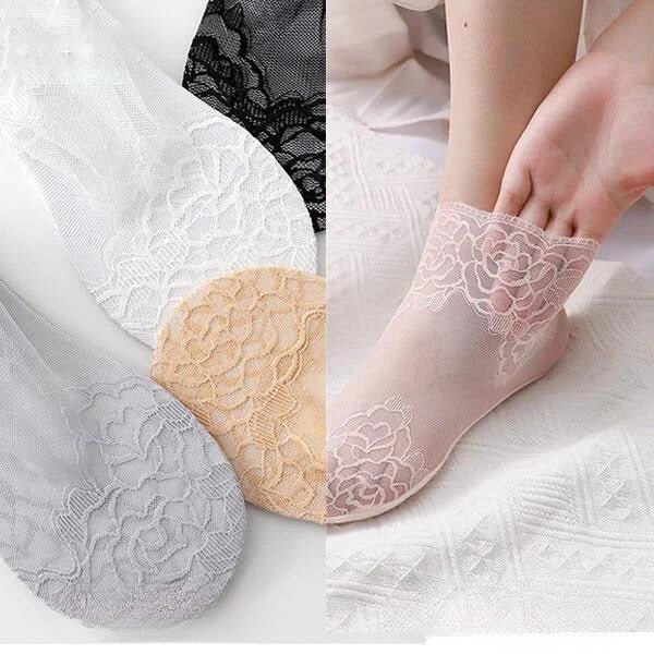 Yasmin - Fashion Rose Spitzen - Socken - Livezo