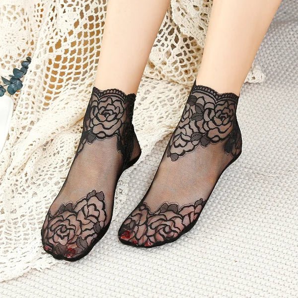 Yasmin - Fashion Rose Spitzen - Socken - Livezo